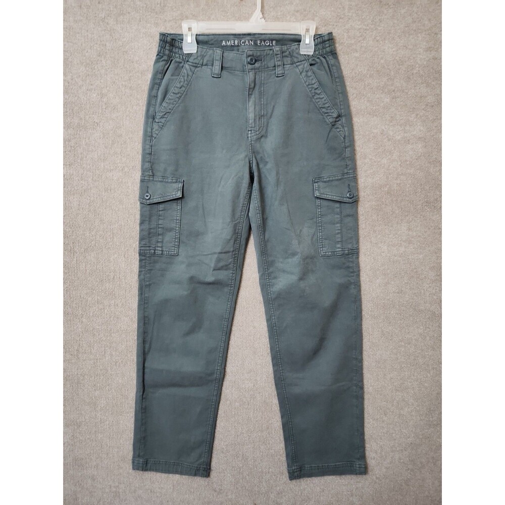 American Eagle Cargo Pants Womens 8 Dusty Blue Elastic Waist Canvas